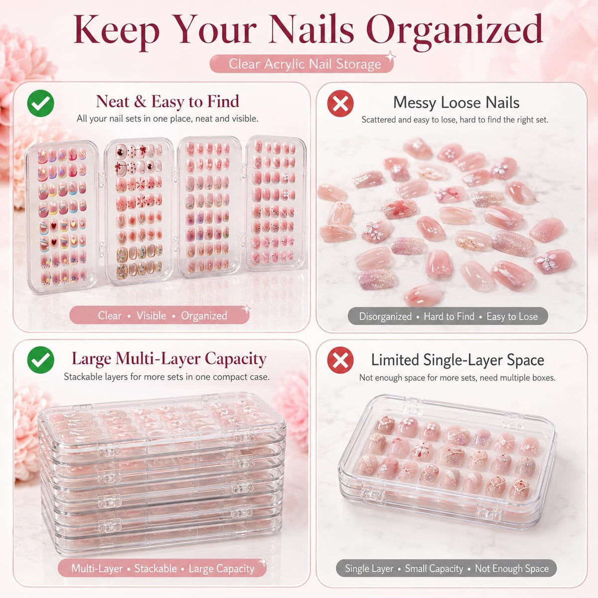 XSHQGZRX Estuche organizador de uñas con tres pliegues a presión |...