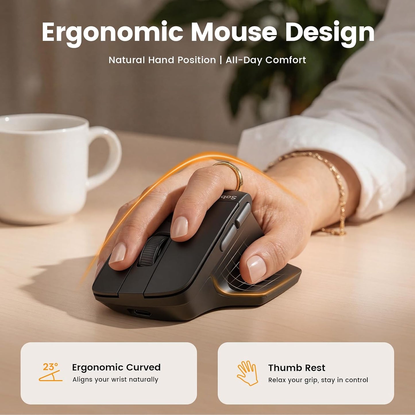 SABLUTE Combo ergonómico de teclado y mouse, diseño dividido, mouse...
