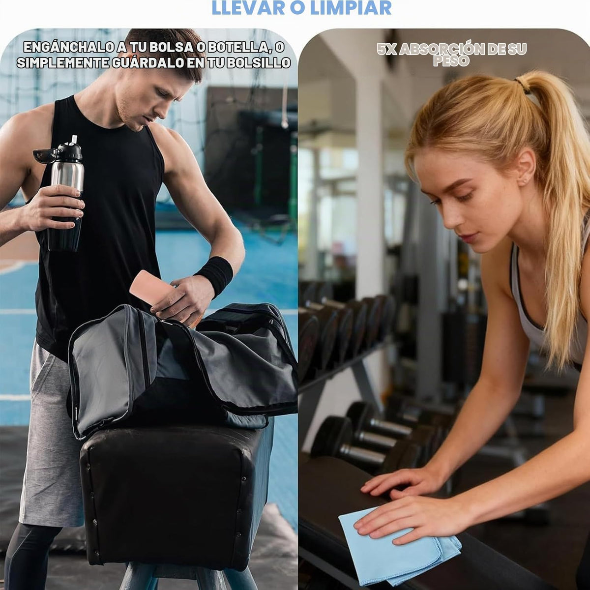 Vnoss Toallas de gimnasio de microfibra, de secado rápido, altament...