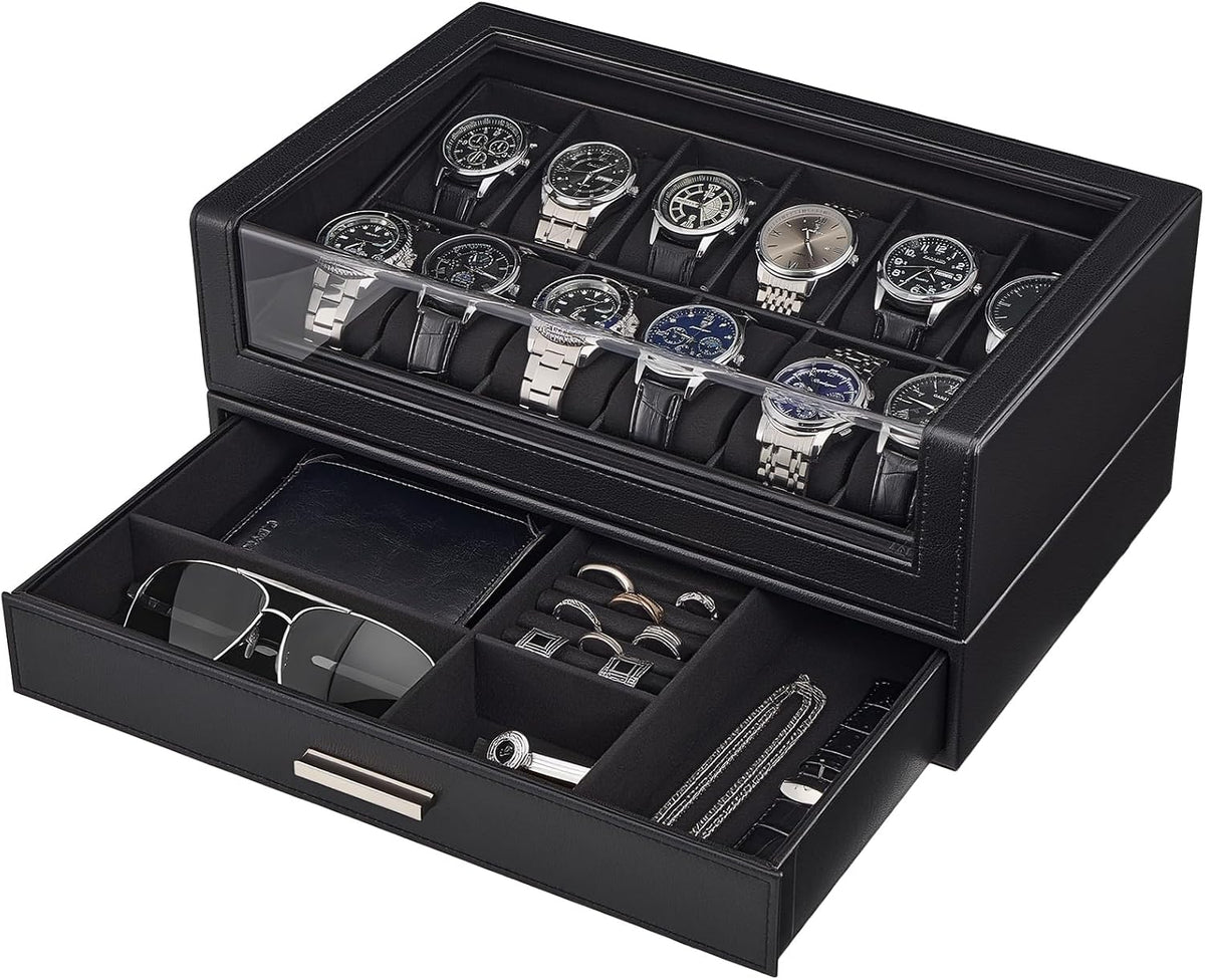 ProCase Caja de reloj para hombre, soporte para exhibición de reloj...