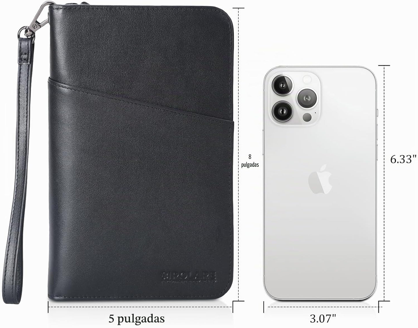 Polare - Funda para pasaporte de piel napa, para hombres y mujeres,...