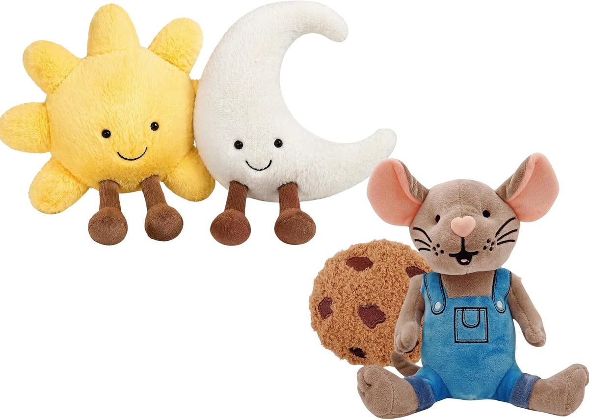 Malvjun Peluche de ratón y sol y luna