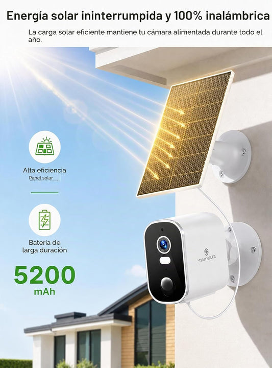 SYMYNELEC Cámaras de seguridad solares inalámbricas para exteriores...