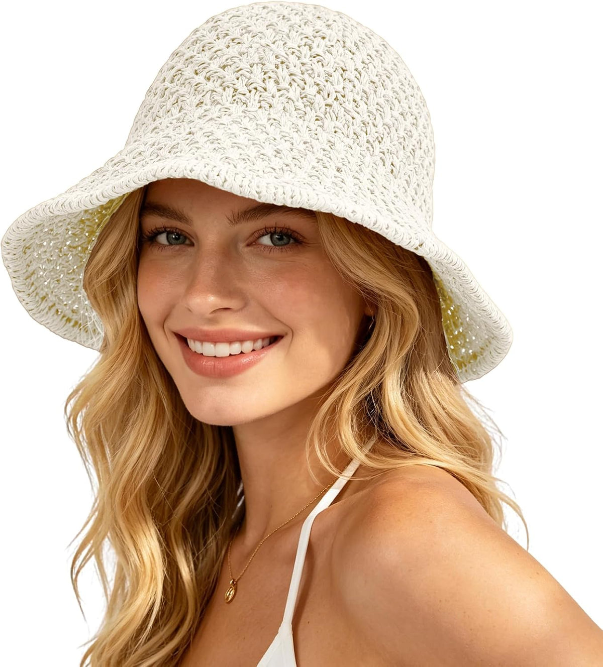Sombrero de sol para mujer, sombrero de playa de paja de verano, so...