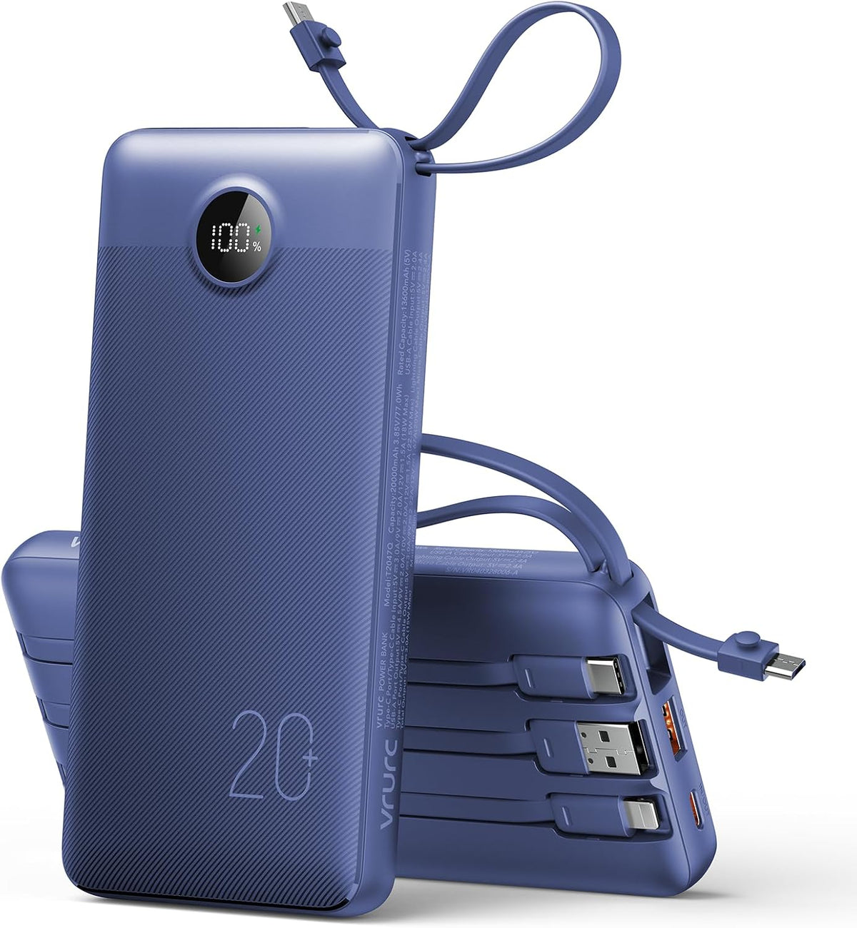 VRURC Cargador portátil delgado de 20000 mAh, batería externa de 22...
