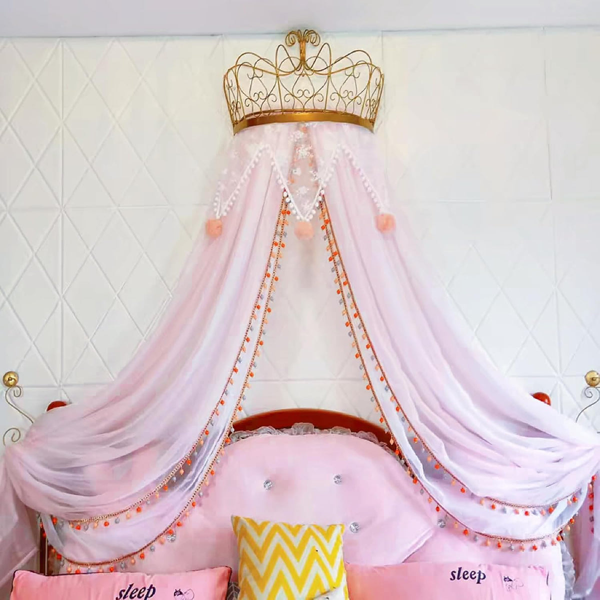LIANGQIANJIN Dosel de cama para niñas, dosel de cama de princesa co...