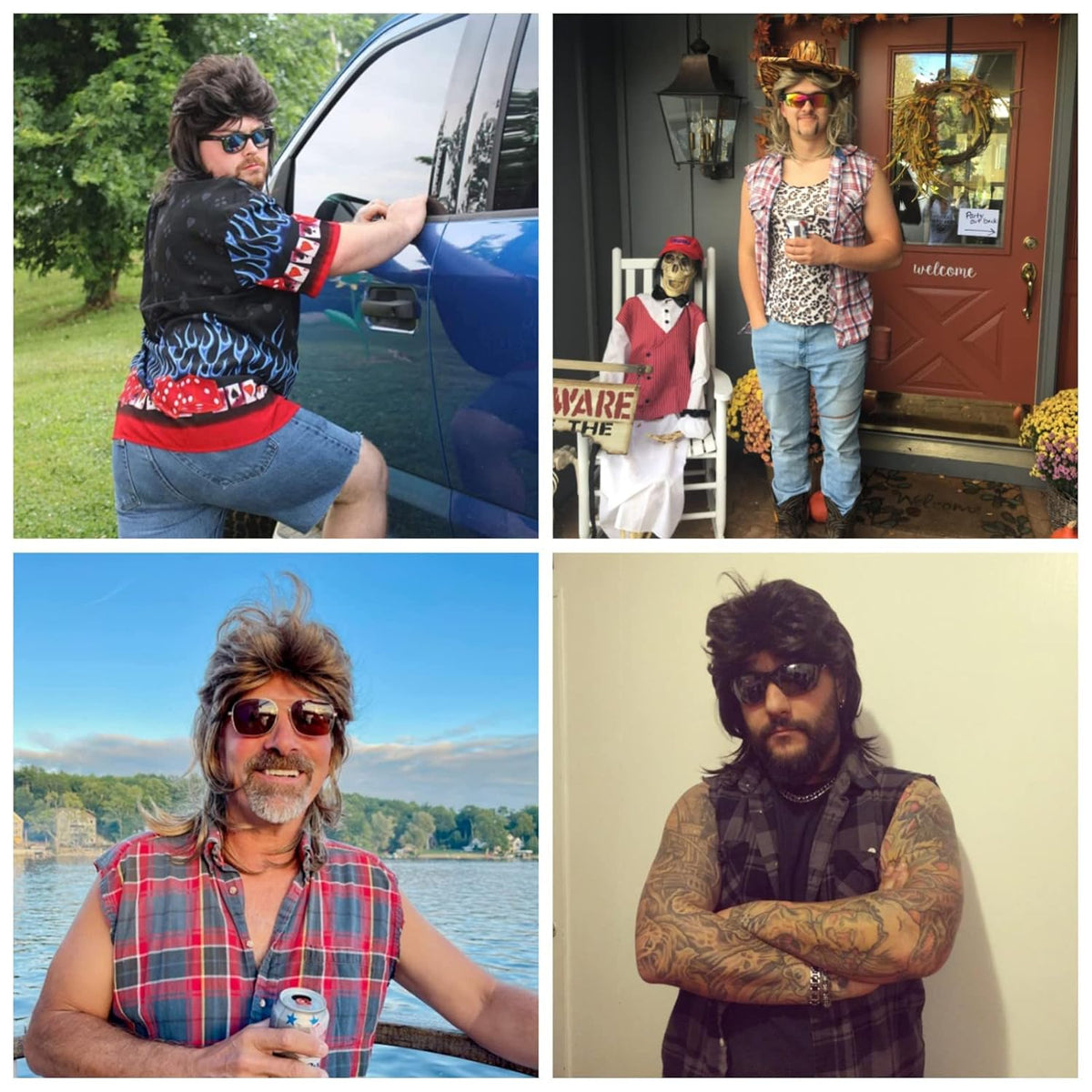 Traqur Pelucas Mullet para hombre, peluca de Joe Dirt Emo de los añ...