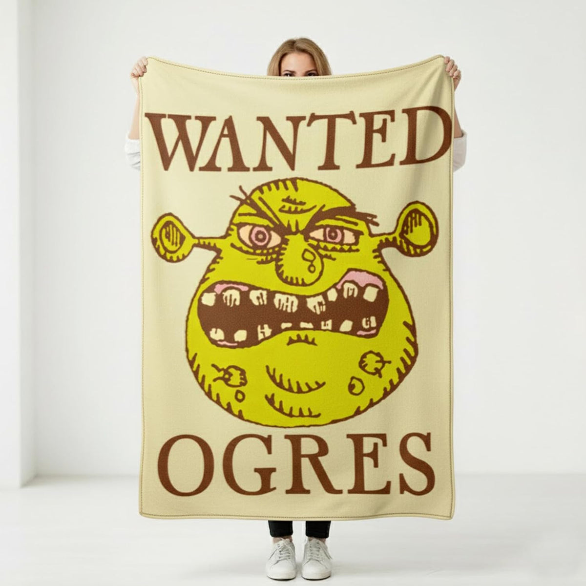 Silver Buffalo Shrek Wanted Ogres Sign - Manta de forro polar de 45...