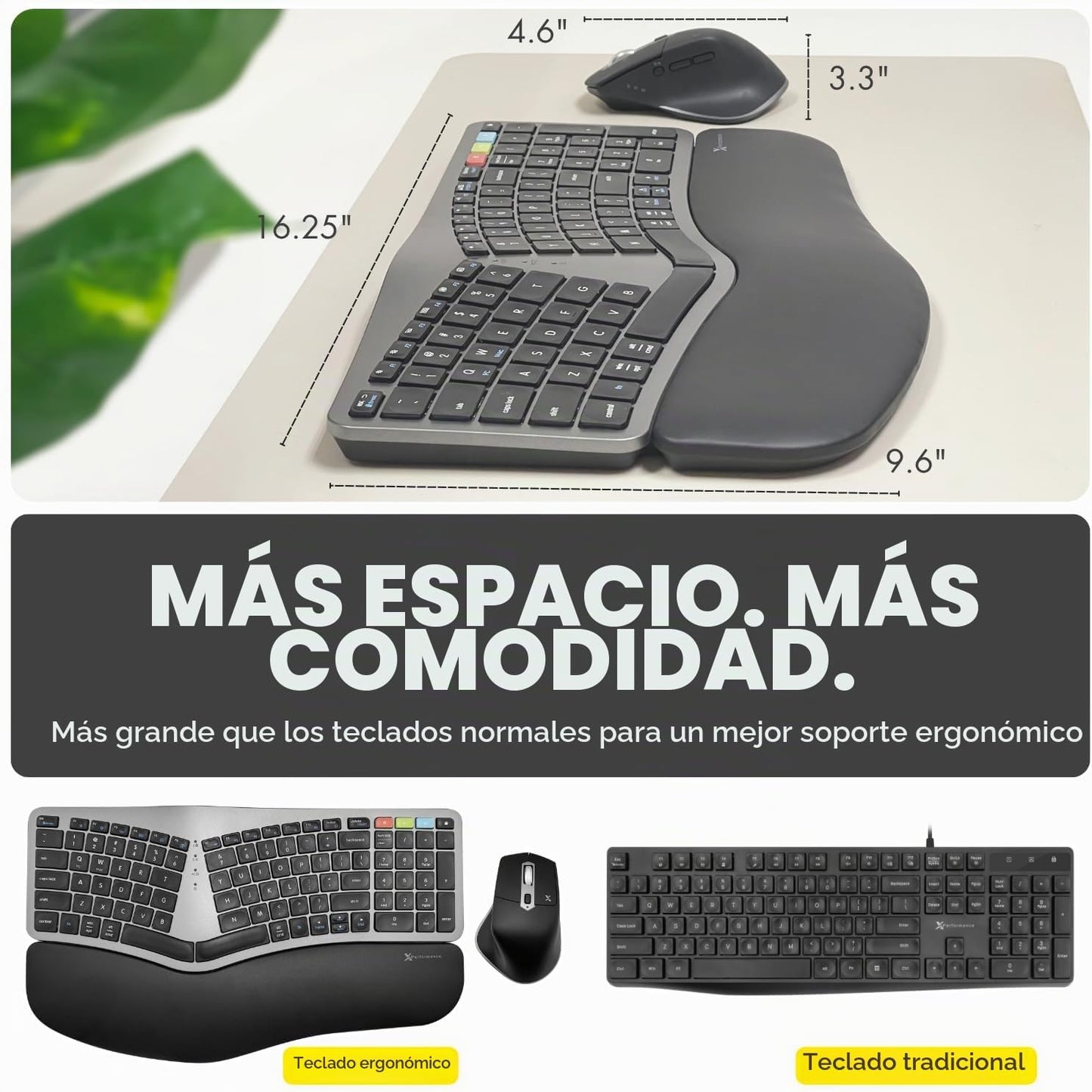 X9 Combo ergonómico de teclado y mouse inalámbricos: teclado Ergo S...