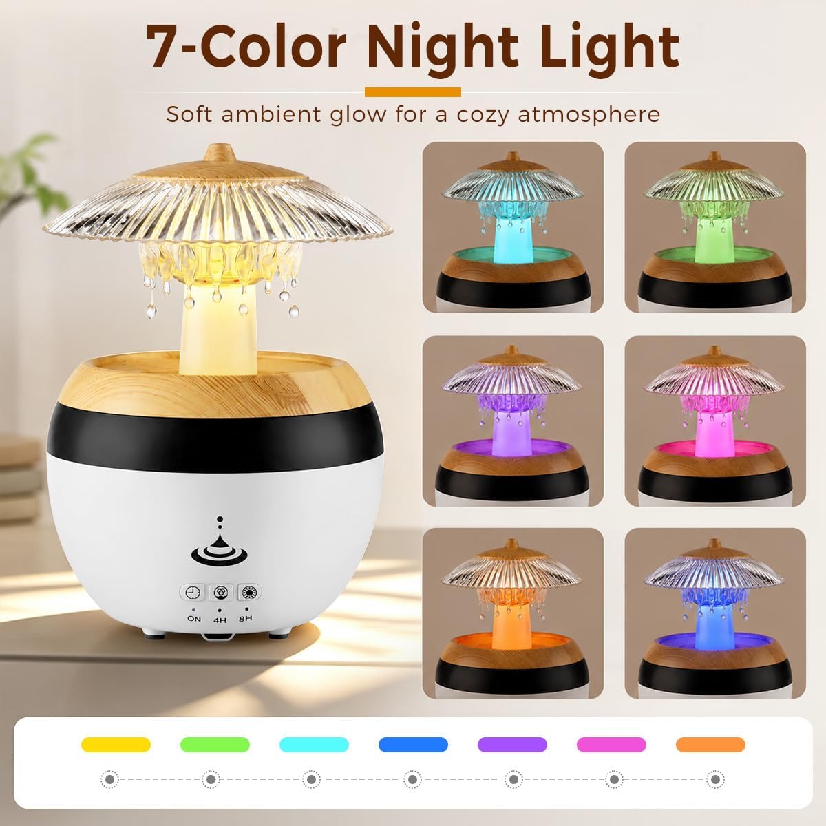 Bsdgeclogy Humidificador de gotas de lluvia, humidificador de niebl...