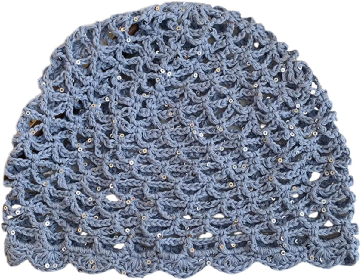 Julpsk Gorro de ganchillo hecho a mano con lentejuelas brillantes d...