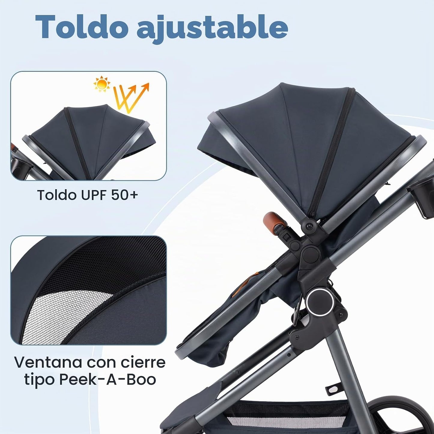 INFANS Cochecito de bebé 2 en 1, cuna convertible para recién nacid...