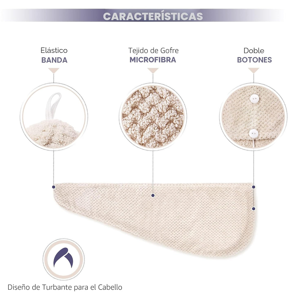 SimpleField Paquete de 2 toallas de microfibra para el cabello para...