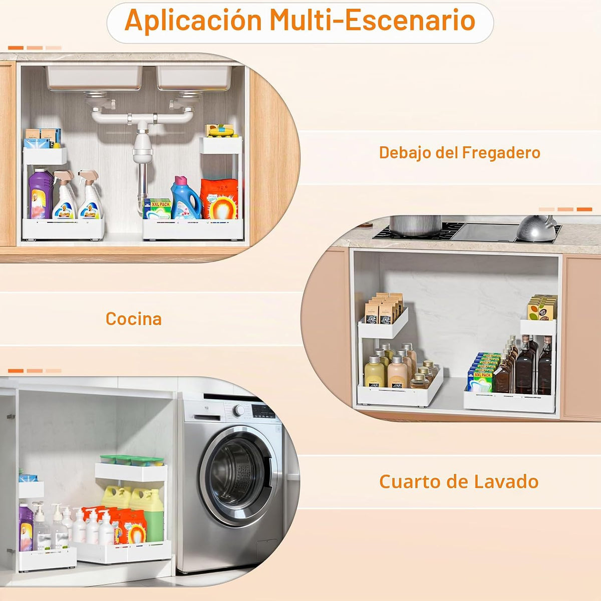 YJHome Paquete de 2 organizadores ampliables para debajo del fregad...