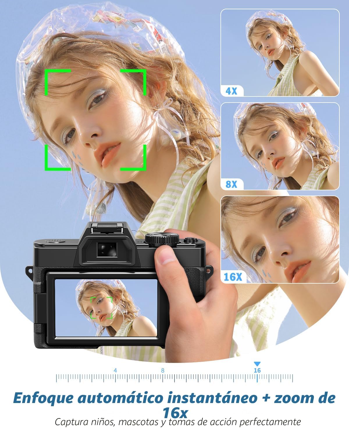 Cámaras digitales de 8K 64MP para fotografía, zoom 16X,3 filtros de...