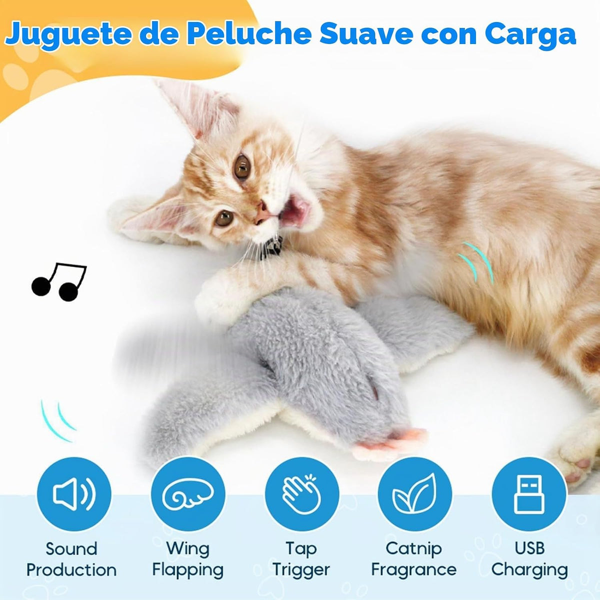 blueypet Juguete interactivo para gatos con alas aleteadas, nuevo j...