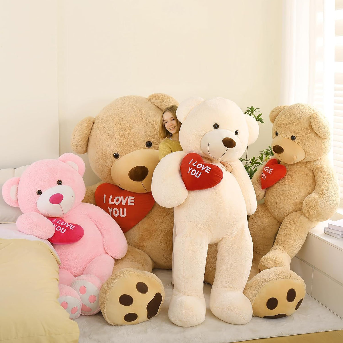 BENINY Oso de Peluche Teddy Gigante Jumbo de Corazón Rojo de 10 pie...