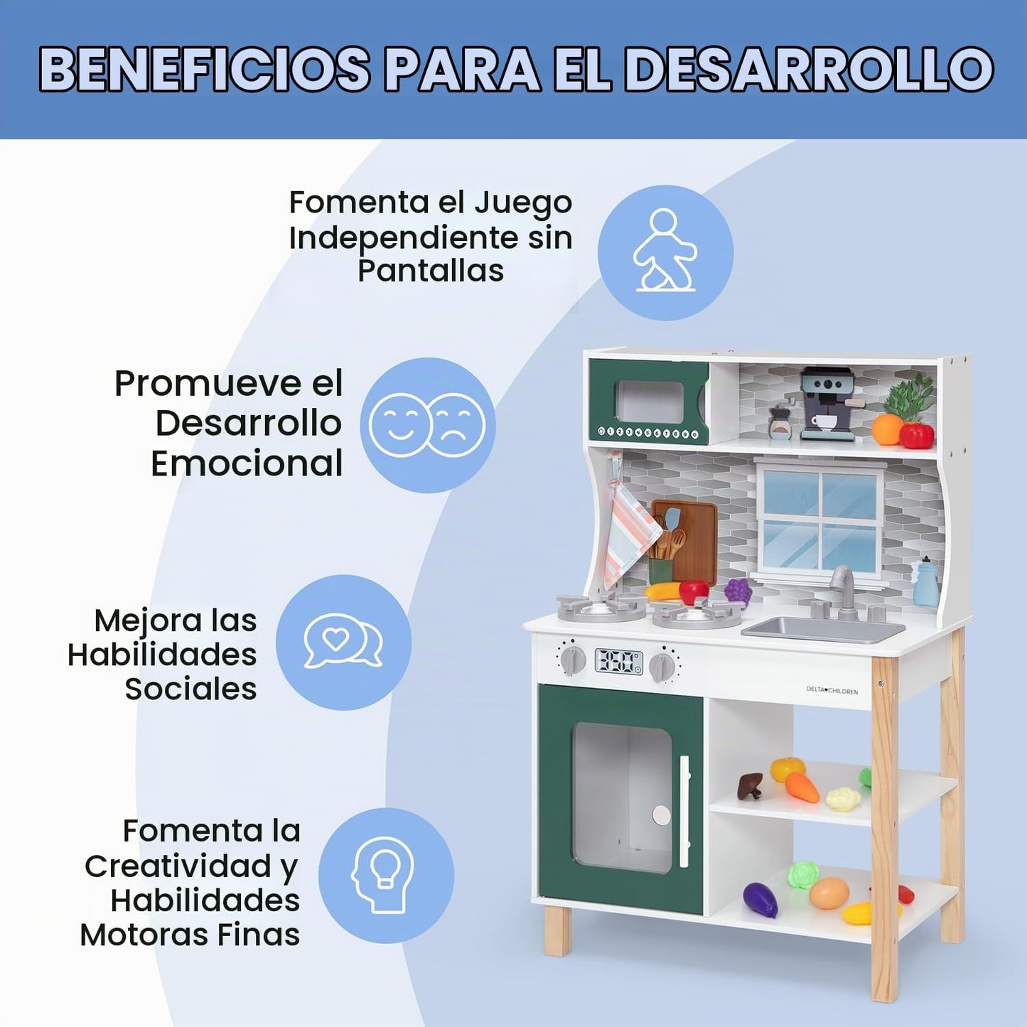 Delta Children Tiny Chef Play Kitchen - Juego de cocina de juguete...
