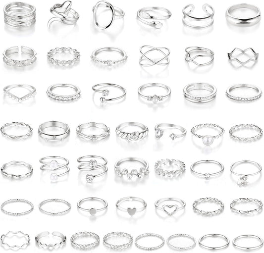 CHICUTIE Juego de anillos dorados para nudillos para mujeres, apila...
