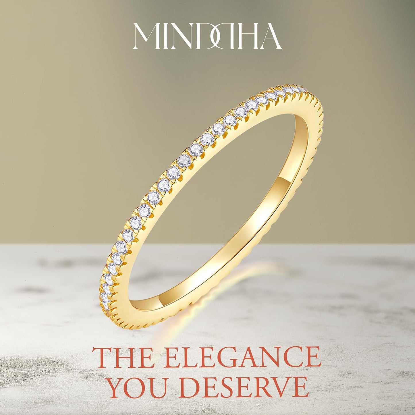 MINDDHA Chapado en oro de 14 quilates - Anillos de eternidad apilab...