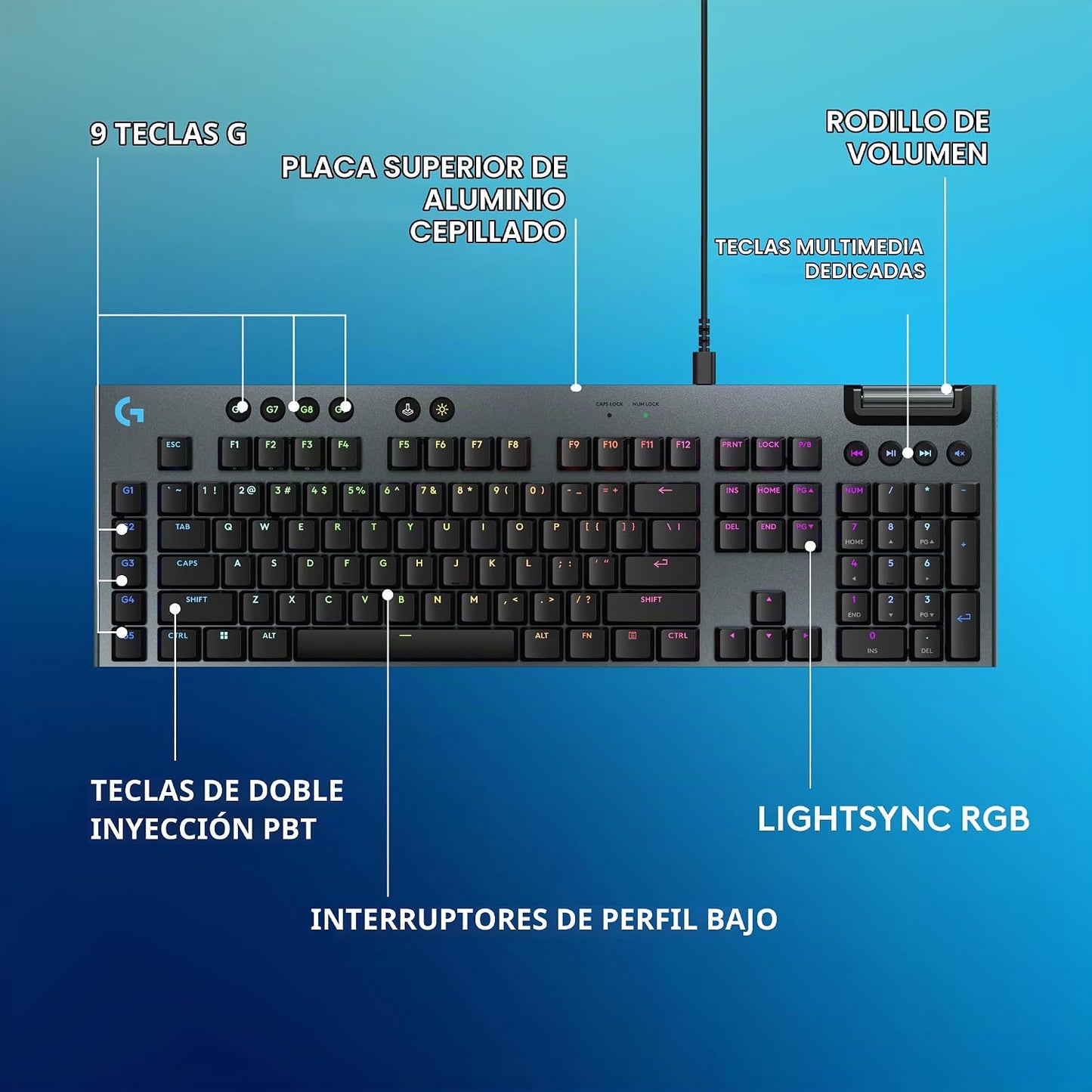 Logitech G915 X Teclado con cable para juegos (lineal) - Negro | Pe...