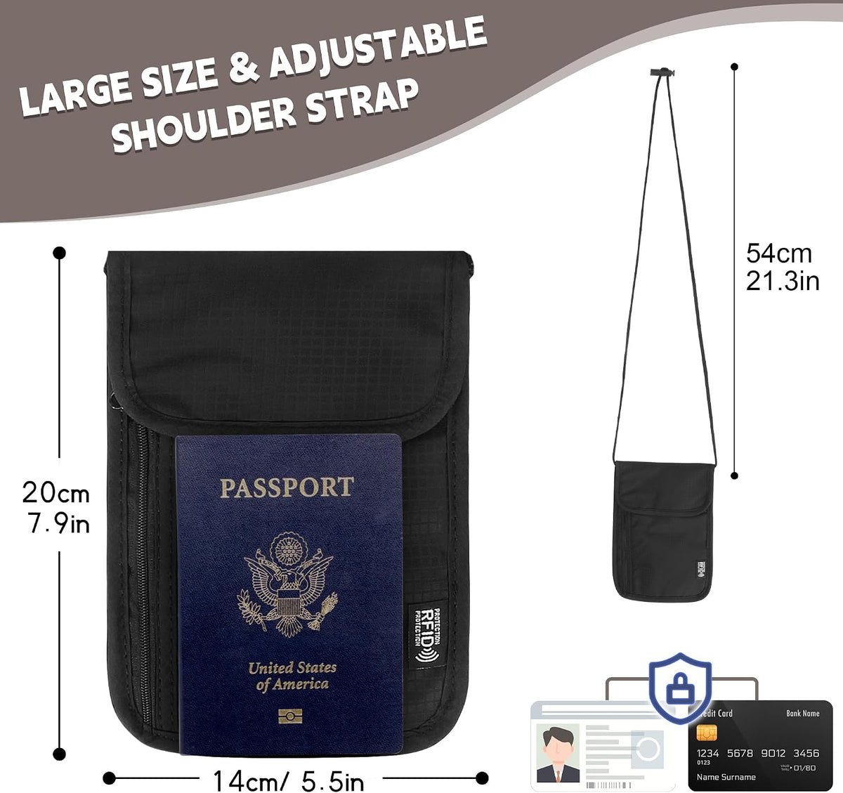 Likesing Cartera de viaje con cuello de viaje de 5.5 pulgadas de la...