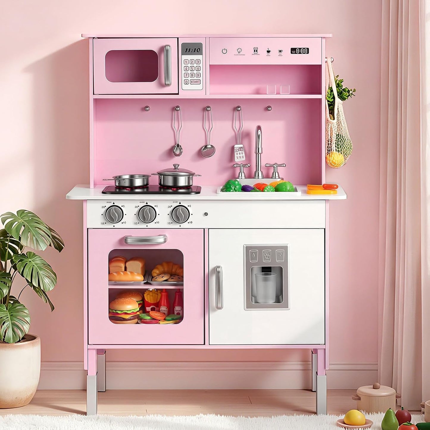 VEVOR Juego de cocina para niños, juego de cocina de madera para ni...