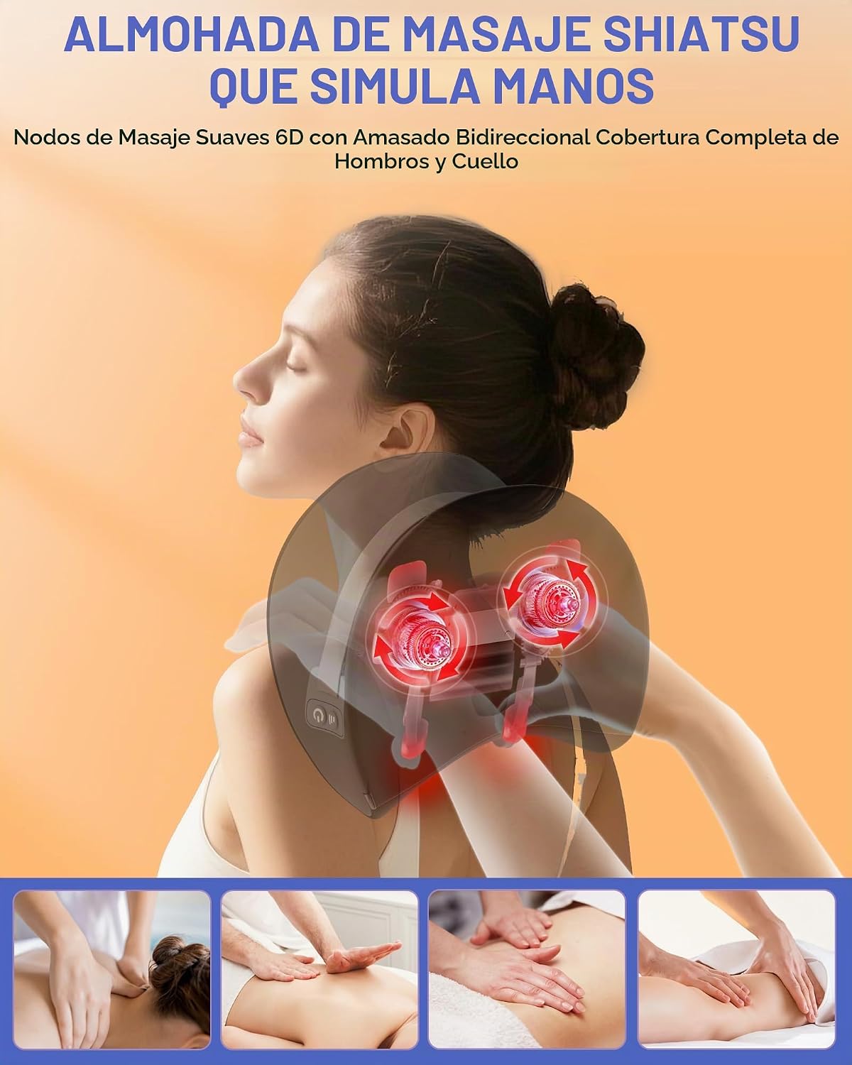 CRECAD Almohada masajeadora de cuello mejorada con calor, 3 modos y...