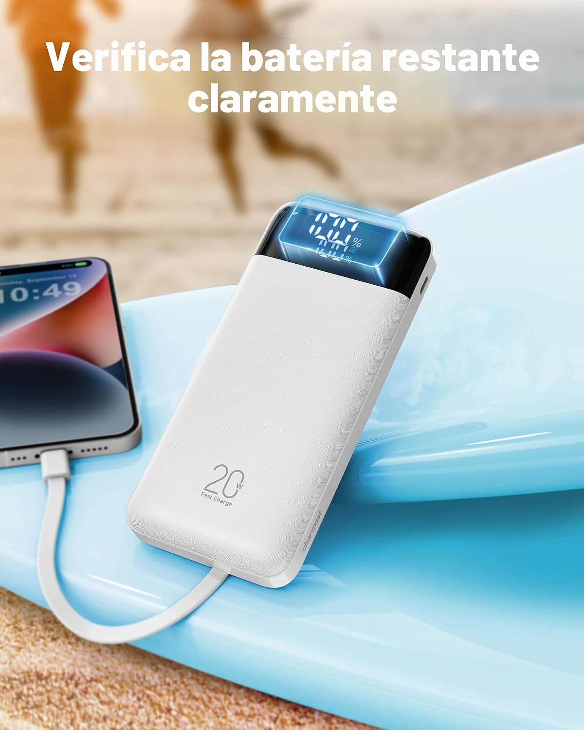 Charmast Cargador portátil de 20000mAh con cables incorporados, ban...