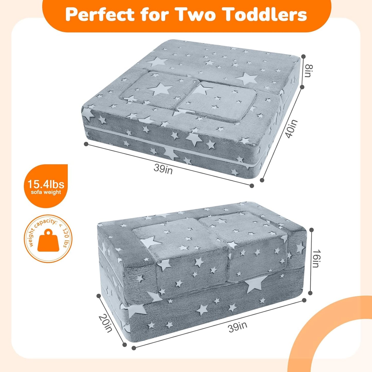 MeMoreCool Sofá infantil con estrellas que brillan en la oscuridad,...