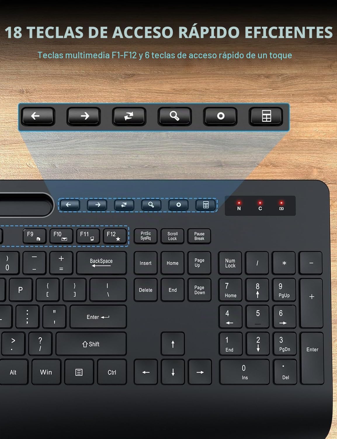 SABLUTE - Combo de teclado y mouse inalámbricos, paquete de 2, repo...