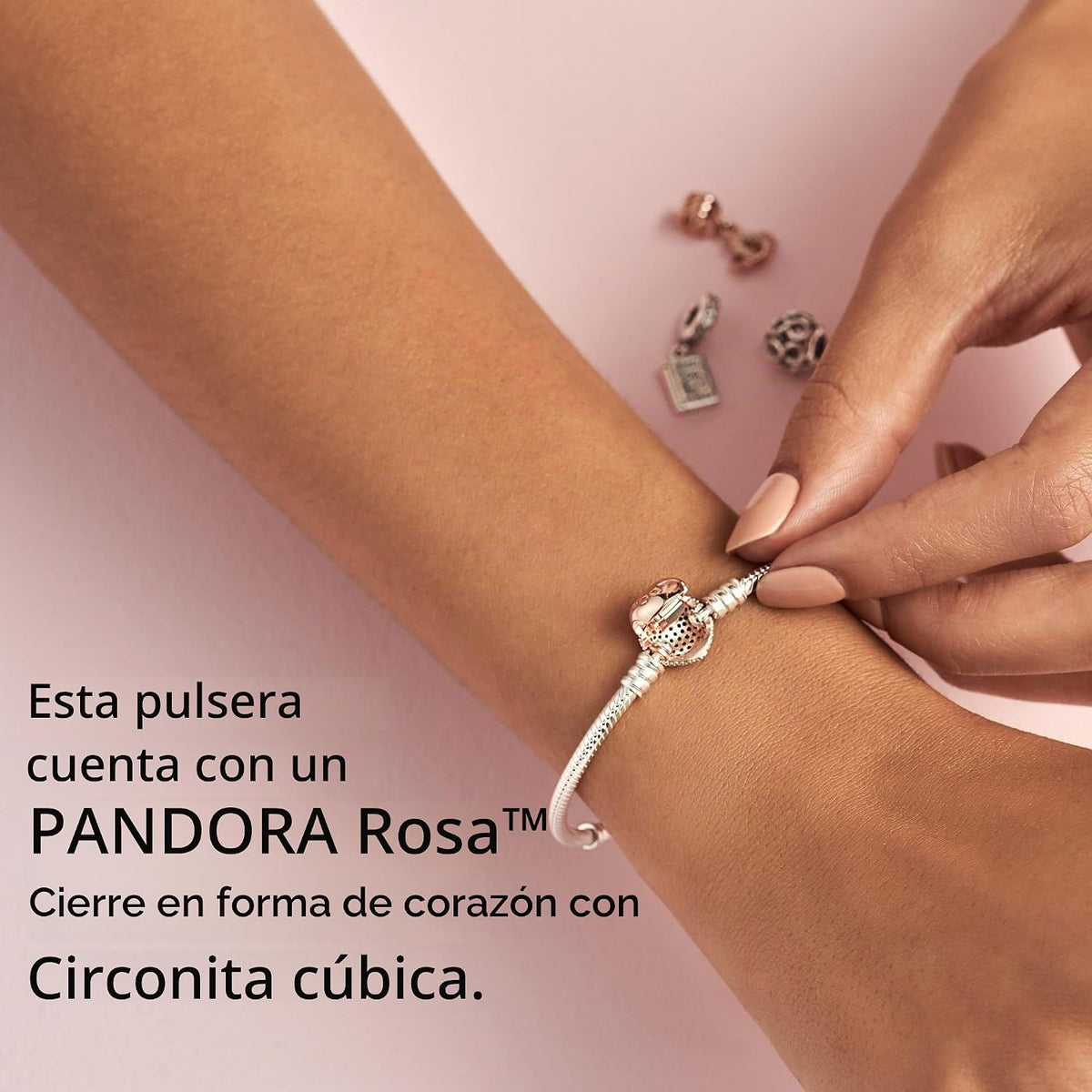 Pulsera de cadena de serpiente con cierre de corazón brillante de P...