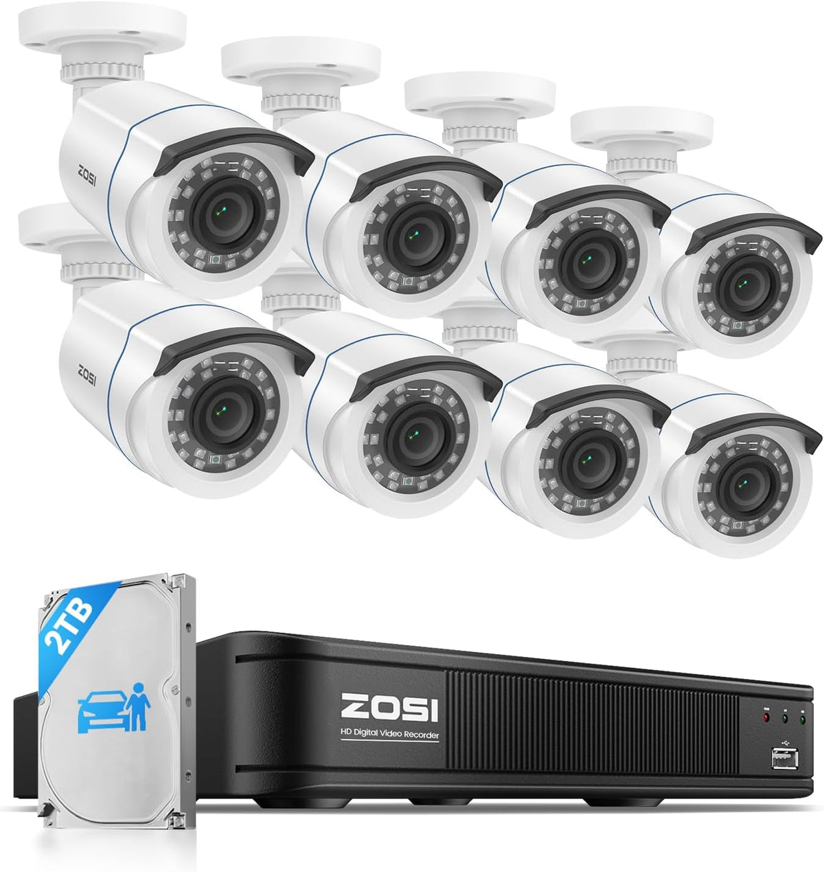 ZOSI 1080P H.265+ Sistema de cámara de seguridad para el hogar con...