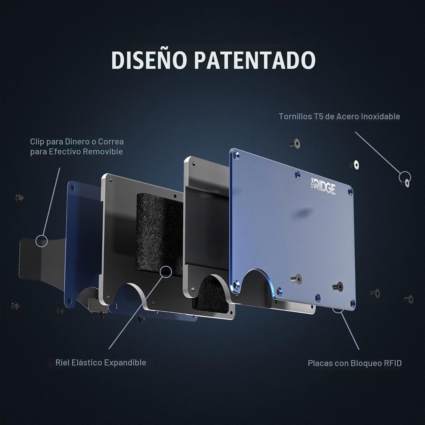 The Ridge NFL Edition, Cartera minimalista de metal de aluminio par...