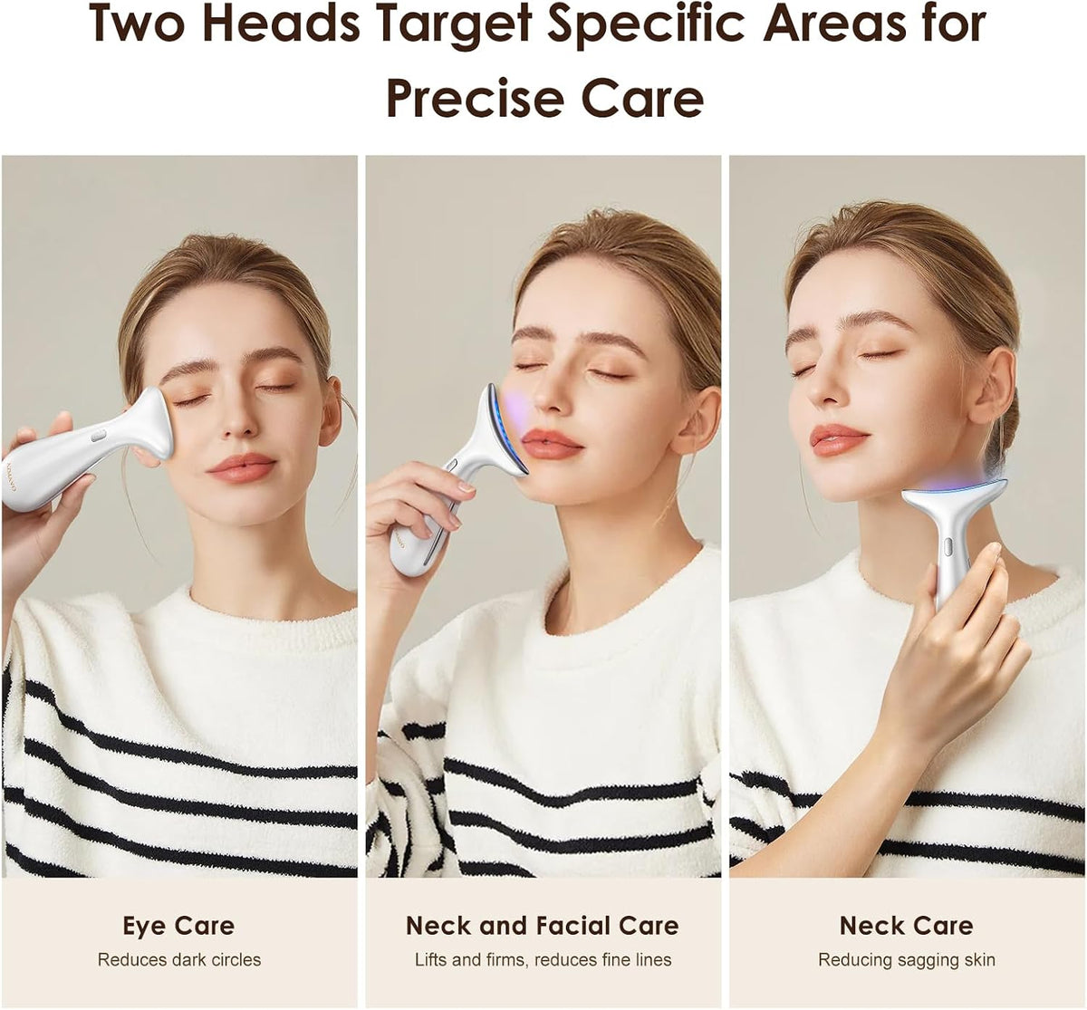 RNAIX Masajeador facial de ojos de doble cabeza con terapia de calo...