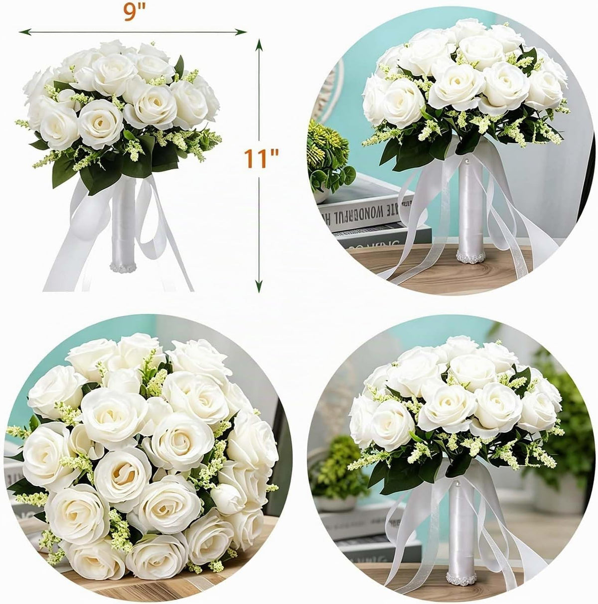 CYANLUX Ramos de Boda para Novia y Dama de Honor, Ramos de Rosas Ar...