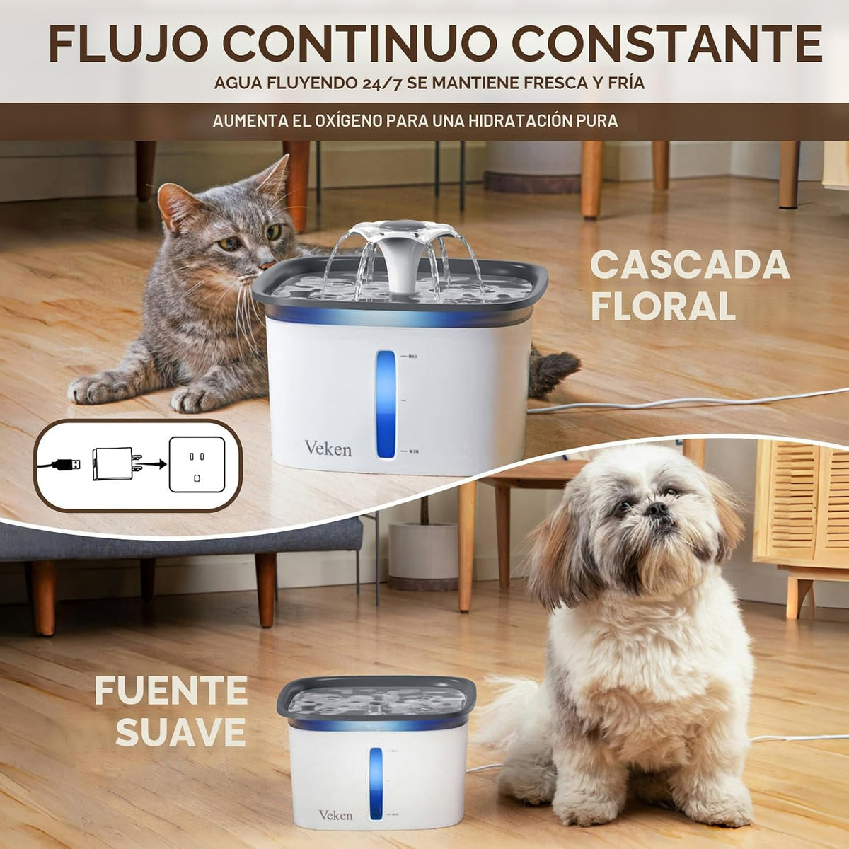 Veken Innovation Award Ganadora de 95 oz\/2.8 L Fuente de agua para...