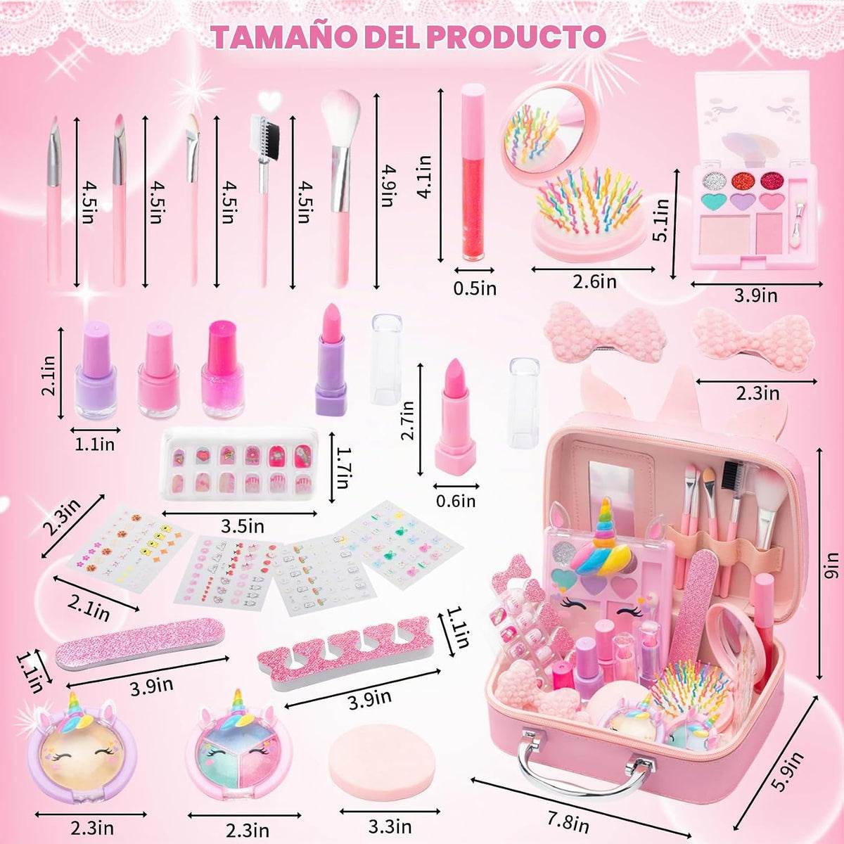 Kit de maquillaje lavable y no tóxico para niñas, juego de juguetes...