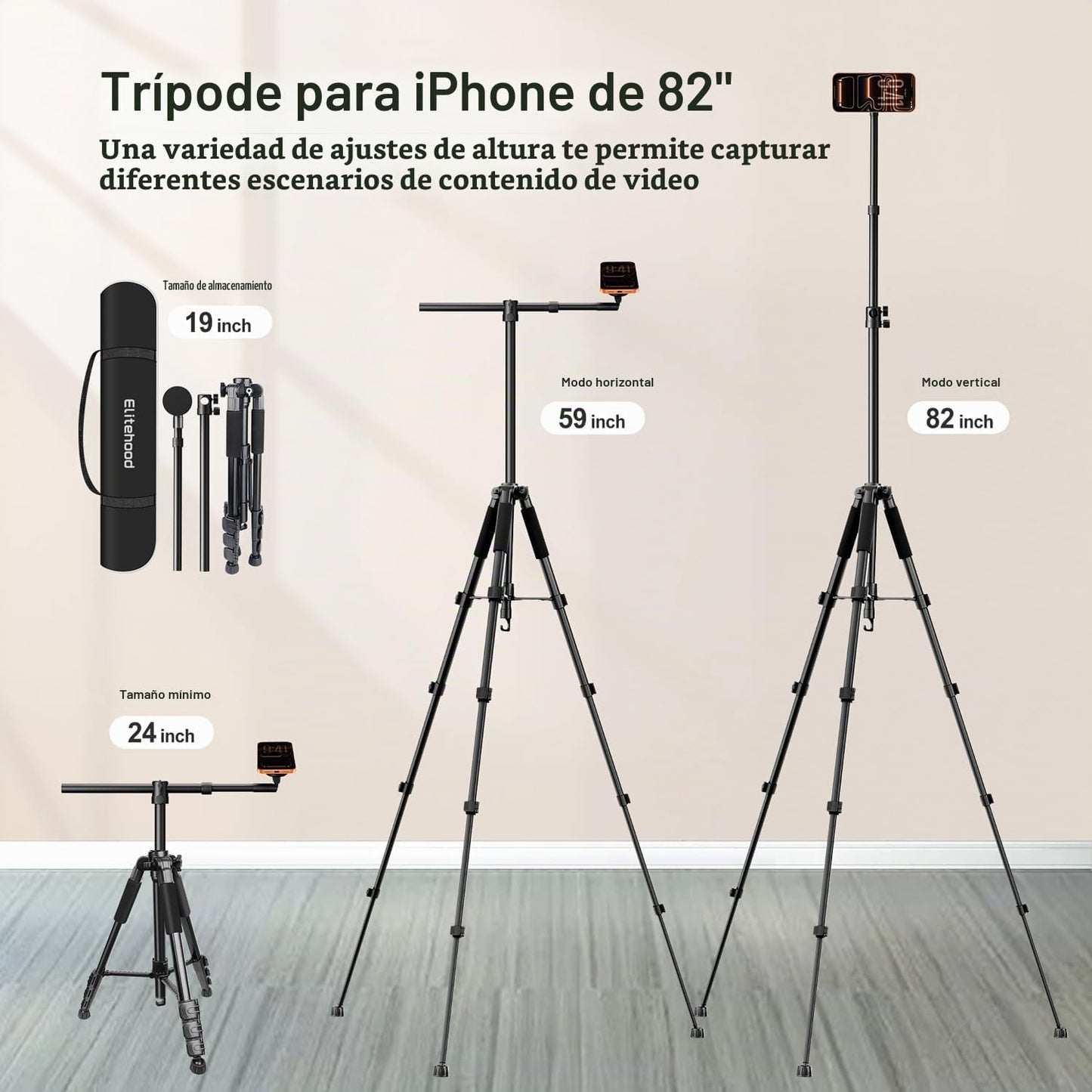 elitehood Trípode magnético para iPhone con brazo extensible de 25...