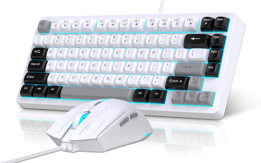 Snpurdiri Combo de teclado y mouse con cable, teclado mecánico comp...