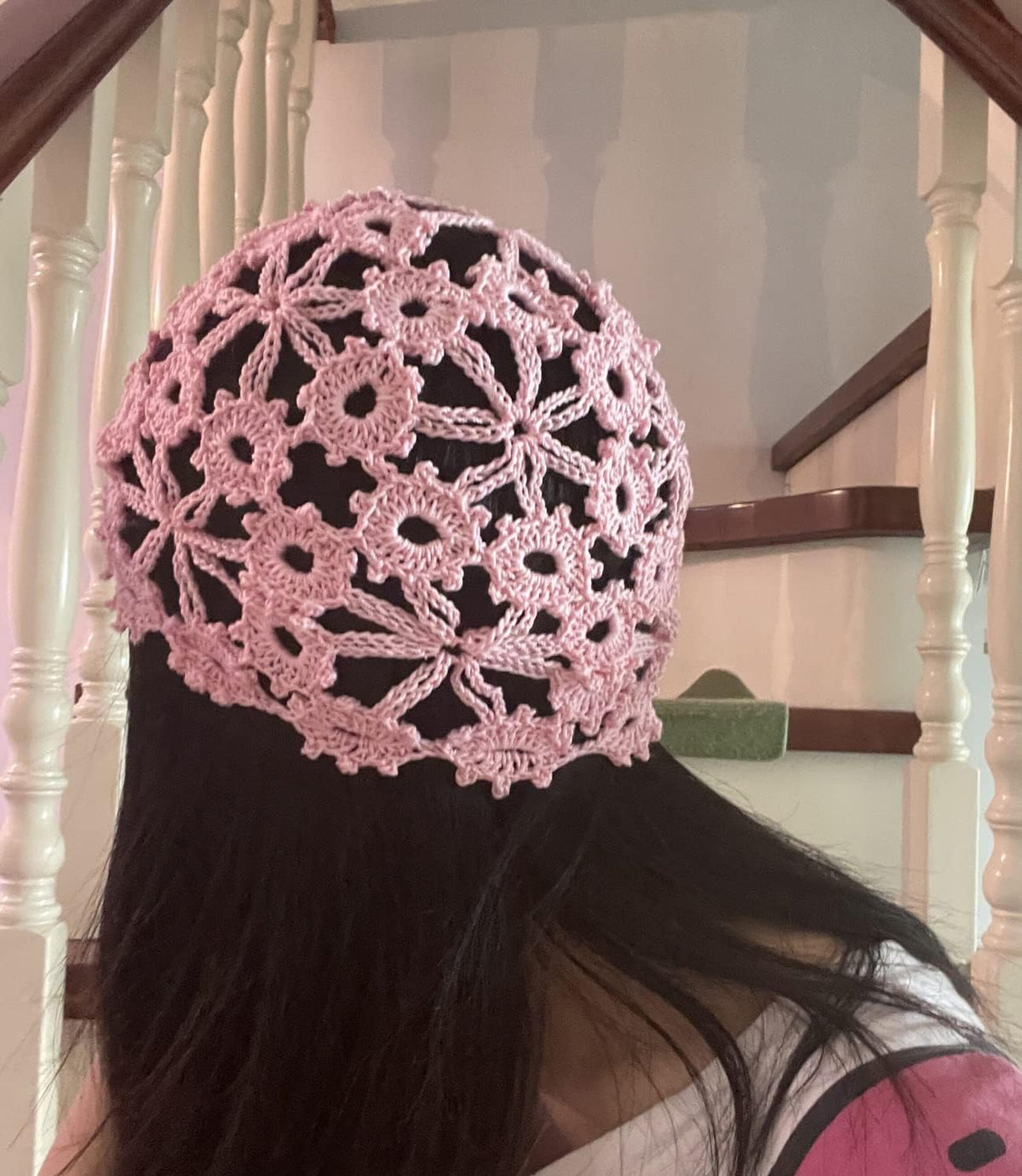 ALLDECOR Gorro de punto hecho a mano con estampado floral para muje...