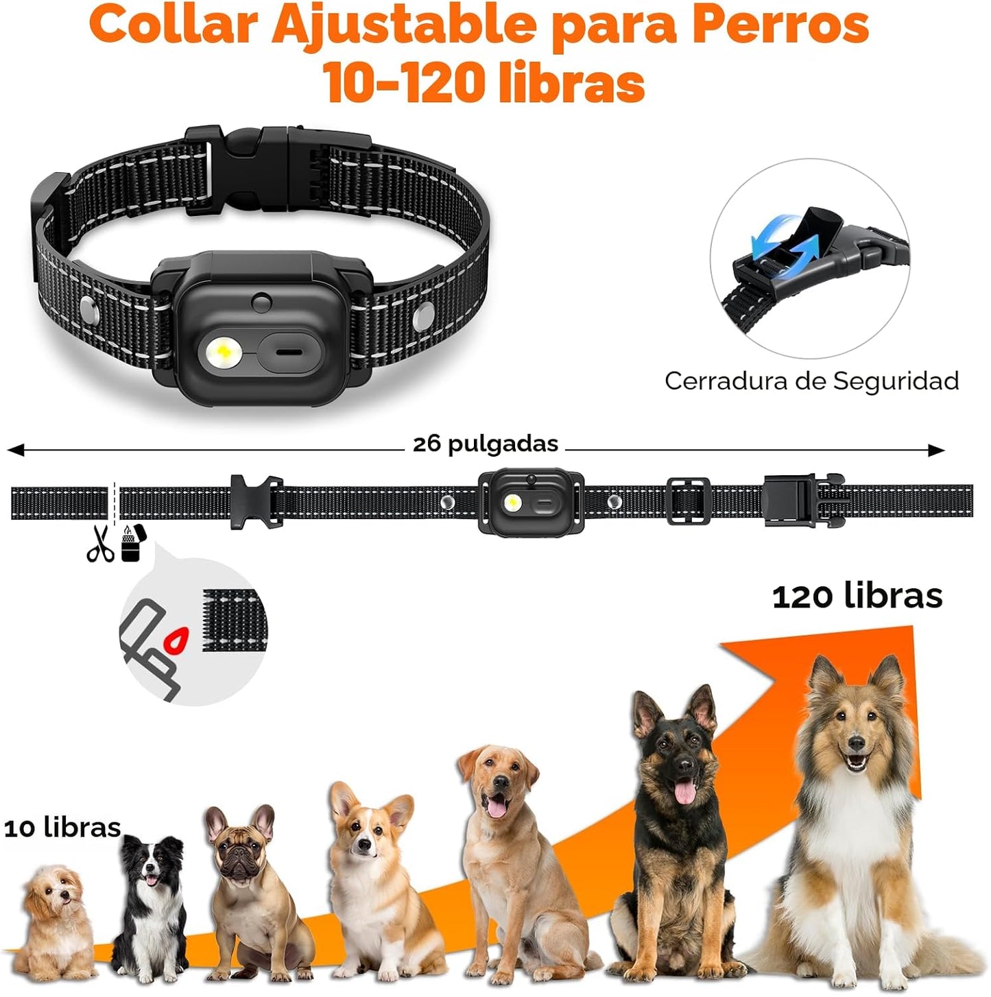 Collar de choque para perros, collar de entrenamiento para perros d...