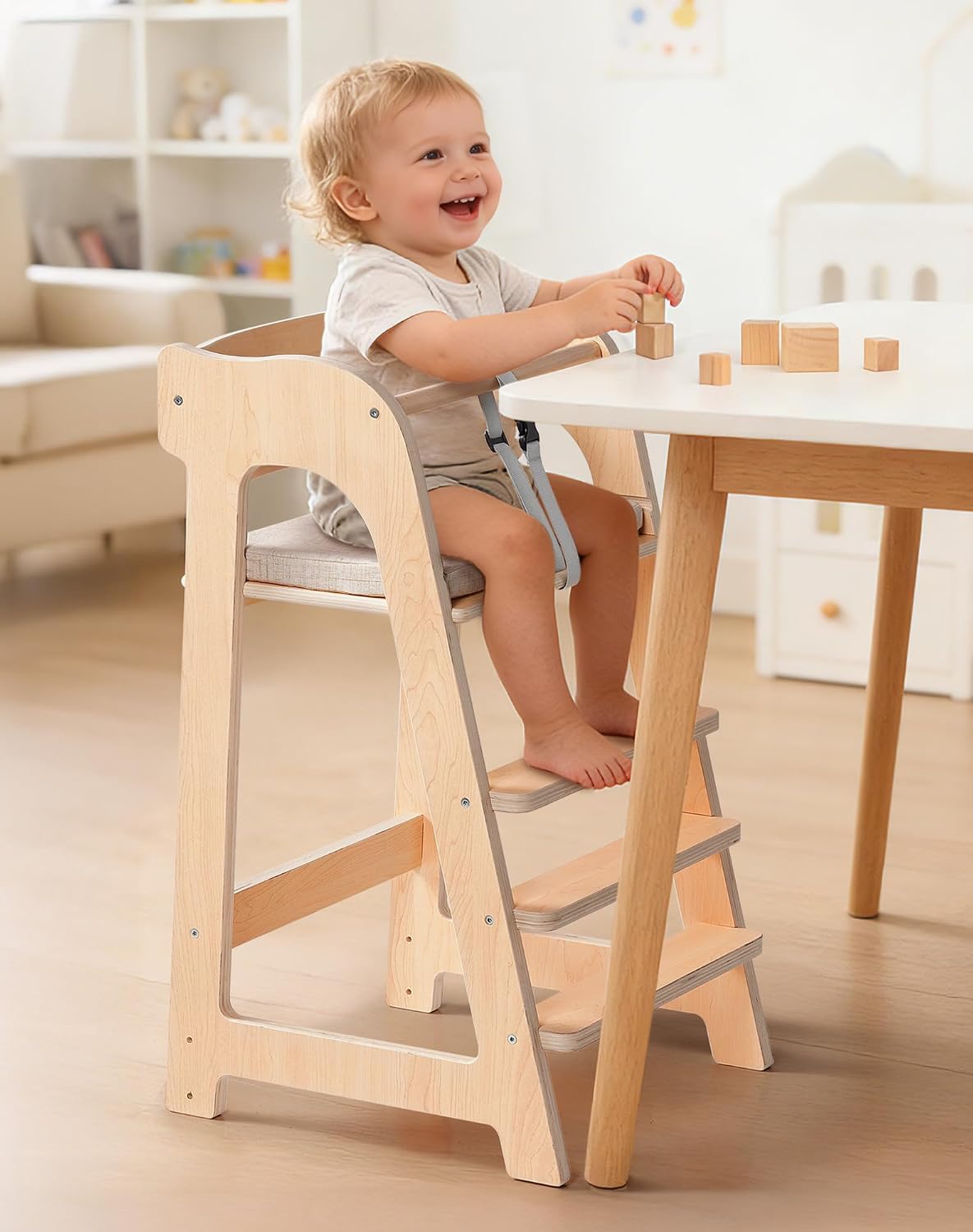ROBUD Silla alta de madera para niños pequeños, trona para altura a...