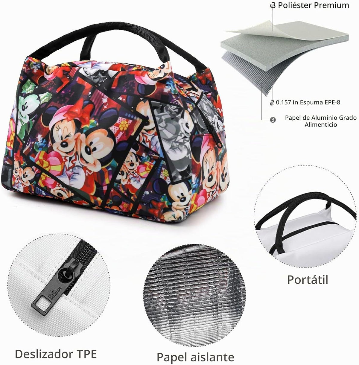 Bolsa de almuerzo de anime para mujer, hielera aislada, bonita lonc...