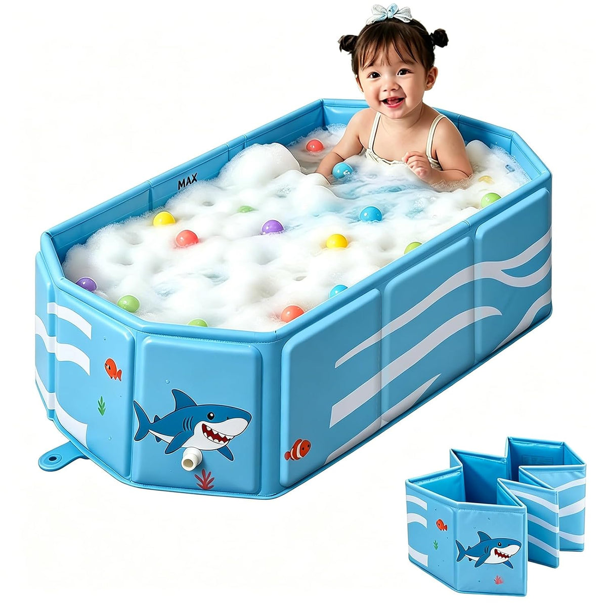 Bañera para niños pequeños, bañera portátil y plegable para niños
