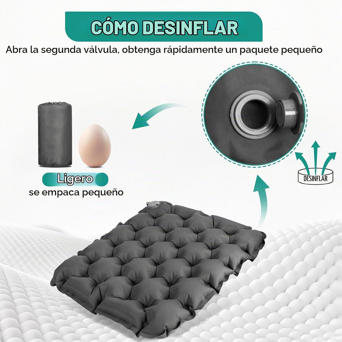 GDREAMT Cojín de asiento inflable portátil y ligero para asiento de...