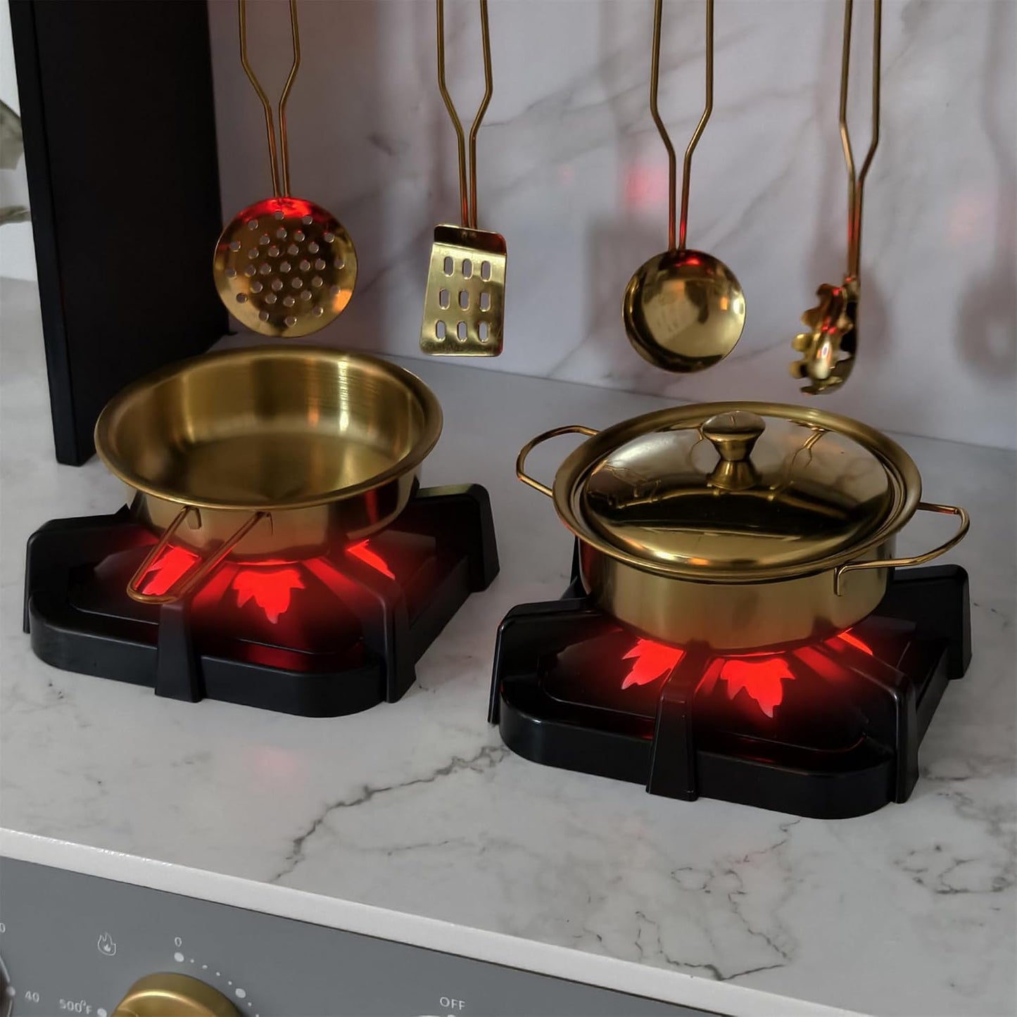 Cocina de juego de madera con luz y sonido, fregadero de juguetes y...