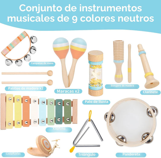 ZJEFUNS Juego de instrumentos musicales para bebés, juguetes Montes...