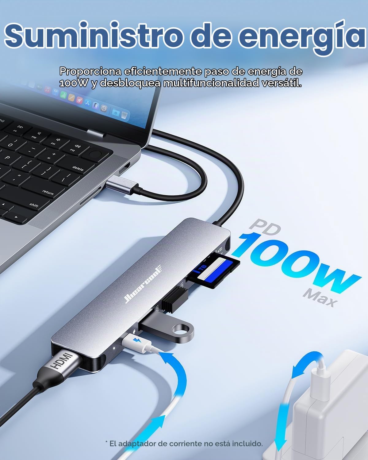 Hiearcool - Adaptador HUB con USB C y 7 puertos en 1 de USB C a HDM...