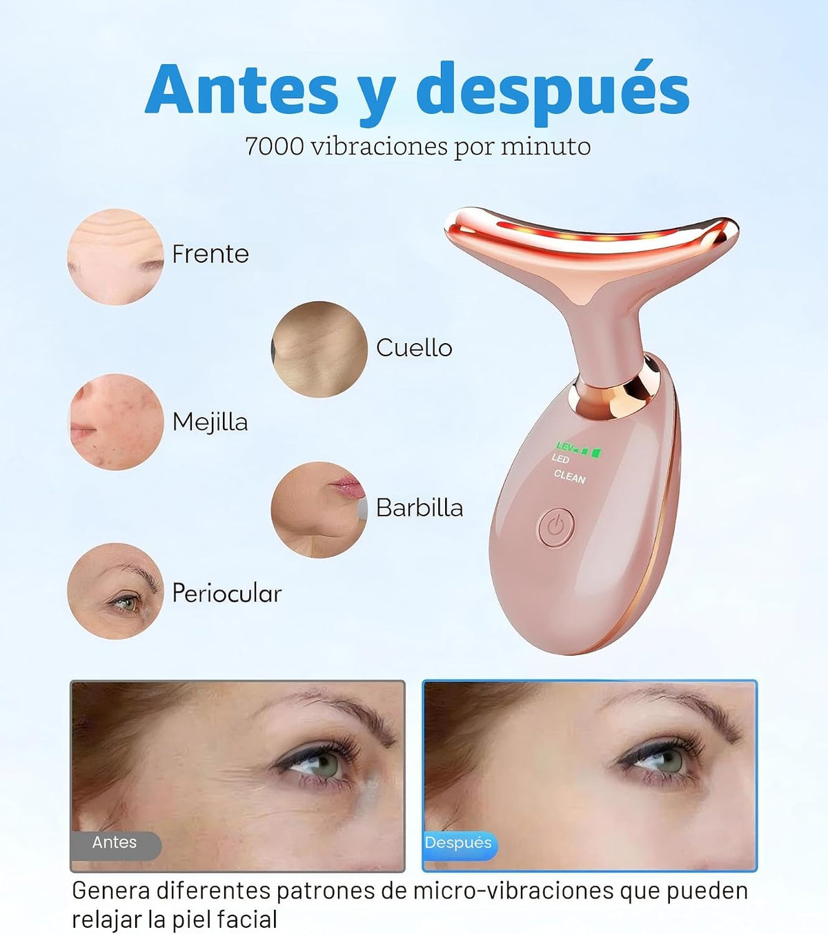 SDKWDH Terapia de Luz Roja para Cara y Cuello, Herramienta de Masaj...
